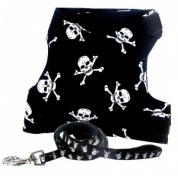 Skull and Crossbones Cat Harness with Matching Lead